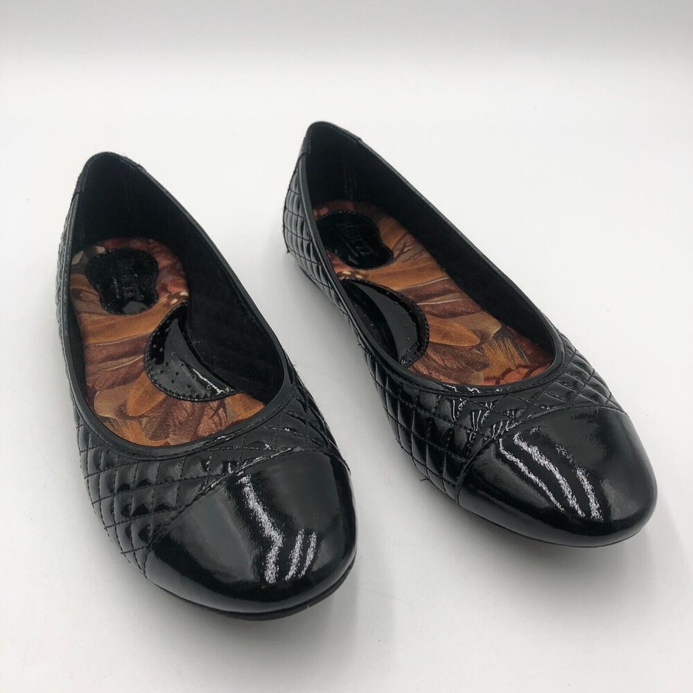 Black Woven Leather Flats with Rounded Toe